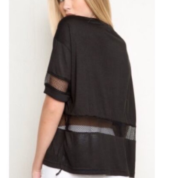 Brandy Melville black mesh detail tshirt - Picture 2 of 5
